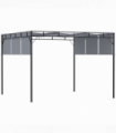 3x3m Steel Pergola Gazebo Garden Retractable Roof Canopy Dark Grey