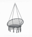 Cotton-Polyester Blend Macrame Hanging Chair Swing Hammock & Backrest, Grey