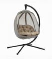 Hanging Egg Chair, Swing Hammock with Cushion and Stand, Khaki