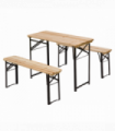 Picnic Wooden Table and Bench Set Portable Folding Camping Trestle