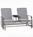 2 Seater Metal Double Swing Chair Glider Rocking Chair Seat With Table Grey