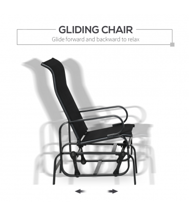 3 PCs Gliding Rocking Chair With Tea Table Smooth Rockers Sling Seat