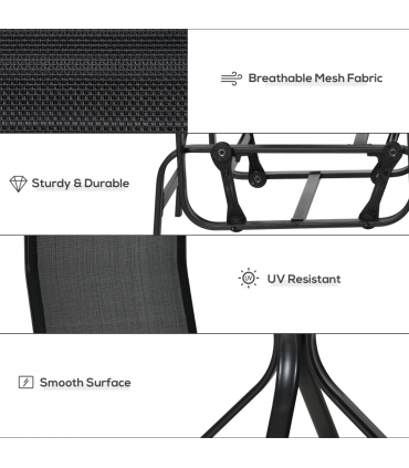 3 PCs Gliding Rocking Chair With Tea Table Smooth Rockers Sling Seat