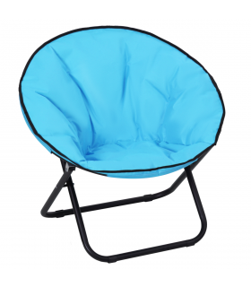 Folding Saucer Moon Chair, 80Lx80Wx75H cm, Metal Frame, 600D Oxford Cloth-Blue