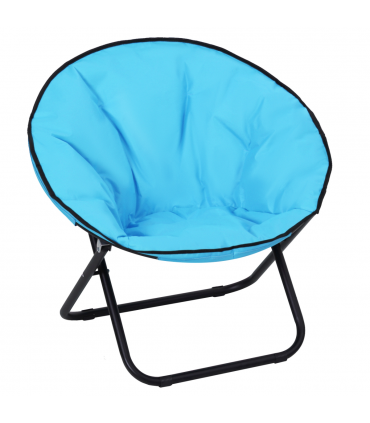 Folding Saucer Moon Chair, 80Lx80Wx75H cm, Metal Frame, 600D Oxford Cloth-Blue