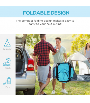 Folding Saucer Moon Chair, 80Lx80Wx75H cm, Metal Frame, 600D Oxford Cloth-Blue