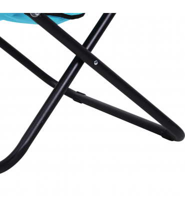 Folding Saucer Moon Chair, 80Lx80Wx75H cm, Metal Frame, 600D Oxford Cloth-Blue