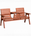 Outsunny Fir Wood Convertible 2 to 3 Seater Outdoor Garden Bench Wood Tone