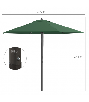 2.8m Patio Sun Umbrella Parasol Outdoor Green BASE NOT INCLUDED