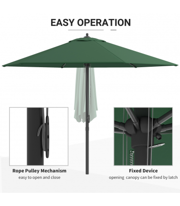2.8m Patio Sun Umbrella Parasol Outdoor Green BASE NOT INCLUDED