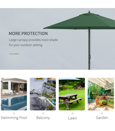 2.8m Patio Sun Umbrella Parasol Outdoor Green BASE NOT INCLUDED