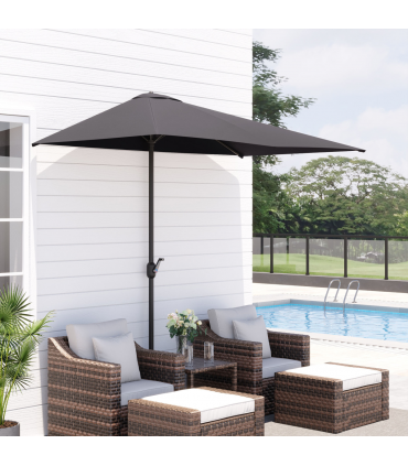 Half Parasol Semi Round UmbrellaCrank 2.3m, Grey NO BASE INCLUDED