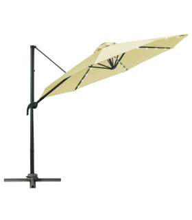 3m Cantilever Parasol Patio Umbrella with LED Solar Light Beige
