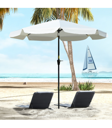 2.66m Patio Umbrella Parasol Outdoor Cream White