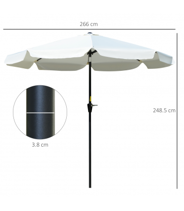 2.66m Patio Umbrella Parasol Outdoor Cream White