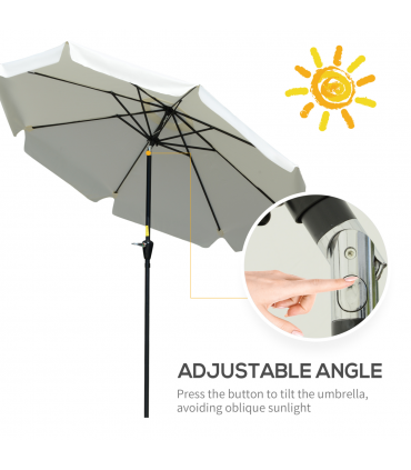 2.66m Patio Umbrella Parasol Outdoor Cream White