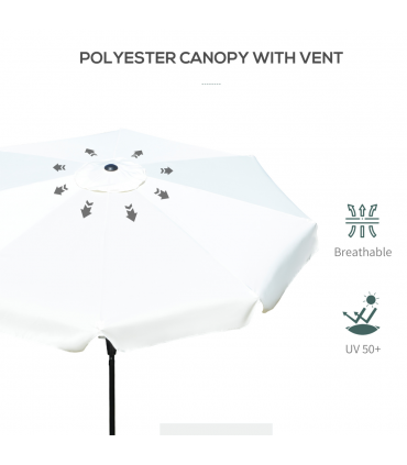 2.66m Patio Umbrella Parasol Outdoor Cream White