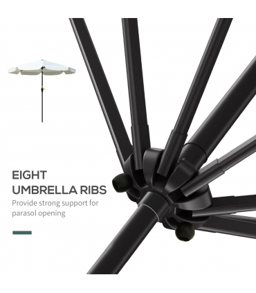 2.66m Patio Umbrella Parasol Outdoor Cream White