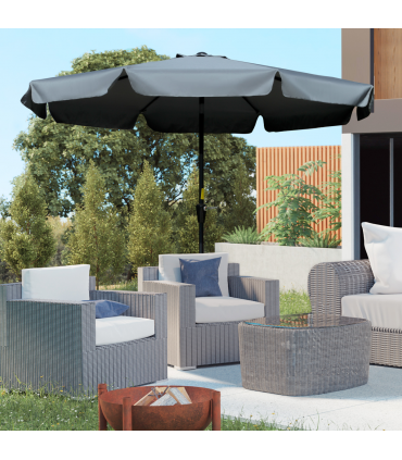 2.66m Patio Umbrella Garden Charcoal Grey