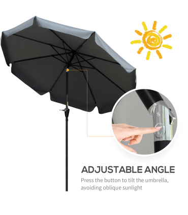 2.66m Patio Umbrella Garden Charcoal Grey