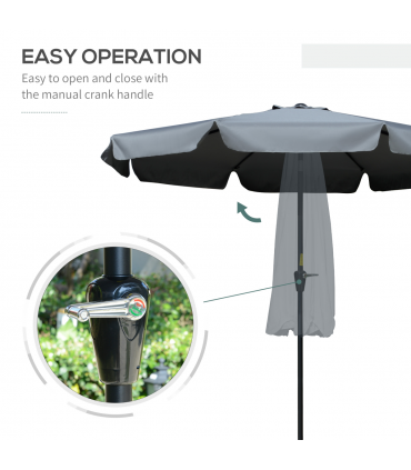 2.66m Patio Umbrella Garden Charcoal Grey
