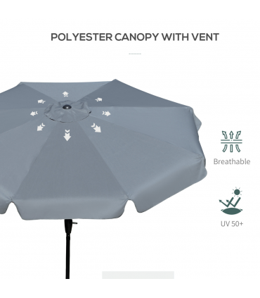 2.66m Patio Umbrella Garden Charcoal Grey