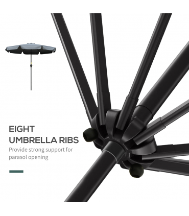 2.66m Patio Umbrella Garden Charcoal Grey