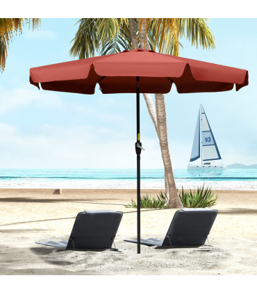 2.66m Patio Umbrella Garden Parasol Wine Red