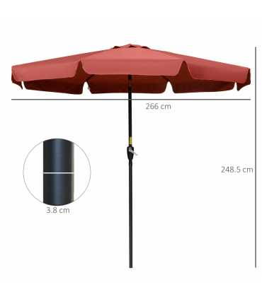 2.66m Patio Umbrella Garden Parasol Wine Red