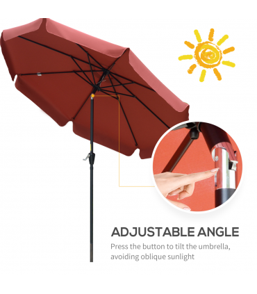 2.66m Patio Umbrella Garden Parasol Wine Red