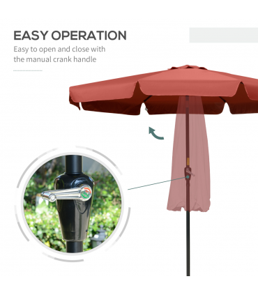 2.66m Patio Umbrella Garden Parasol Wine Red