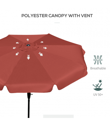 2.66m Patio Umbrella Garden Parasol Wine Red