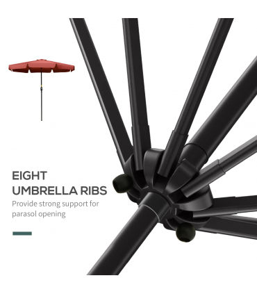 2.66m Patio Umbrella Garden Parasol Wine Red