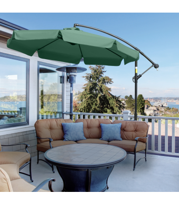 2.7m Garden Banana Parasol Cantilever Umbrella with Crank Green