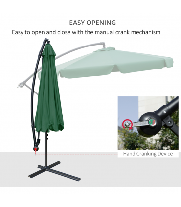 2.7m Garden Banana Parasol Cantilever Umbrella with Crank Green