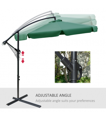 2.7m Garden Banana Parasol Cantilever Umbrella with Crank Green