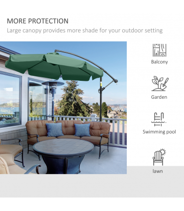 2.7m Garden Banana Parasol Cantilever Umbrella with Crank Green