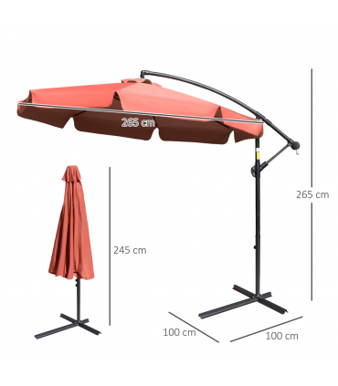 2.7m Banana Parasol Cantilever Crank Handle Wine Red