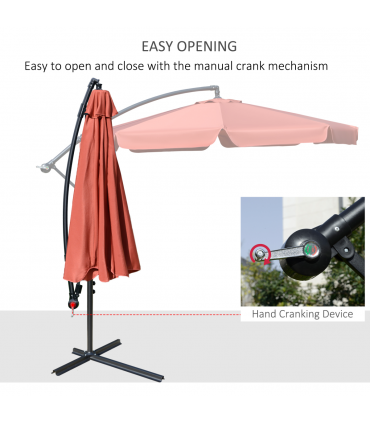 2.7m Banana Parasol Cantilever Crank Handle Wine Red