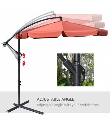 2.7m Banana Parasol Cantilever Crank Handle Wine Red