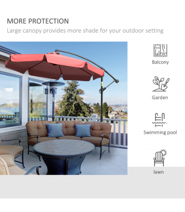 2.7m Banana Parasol Cantilever Crank Handle Wine Red