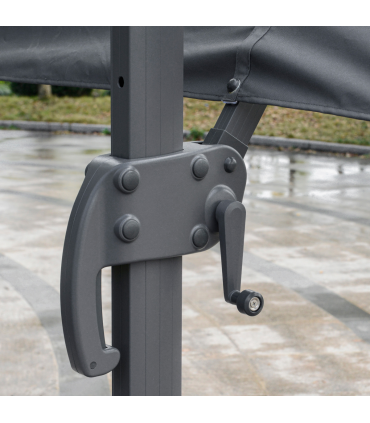 4.5m Patio Parasol, Double-Sided Rectangular Crank Handle, Khaki