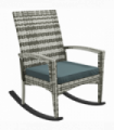 Rattan Rocking Chair Rocker with Cushion - Light Grey