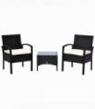 Outsunny 2 Seater Rattan Bistro Set, Steel-Black