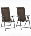 Set of 2 Outdoor Patio PE Rattan Dining Armrests Chair Adjustable Red Brown