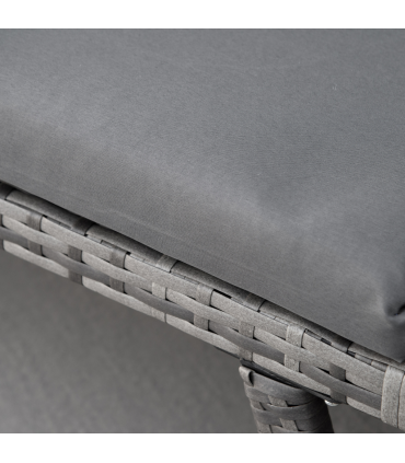 2 in 1 Rattan Folding Daybed Sofa Grey w/Cushion