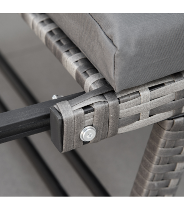 2 in 1 Rattan Folding Daybed Sofa Grey w/Cushion