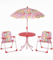 Outsunny Kids Folding Picnic Table Chair Set Butterfly Pattern Outdoor Parasol