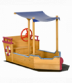 Kids Wooden Sand Pit Sandbox Pirate Sandboat Outdoor w/ Canopy Shade