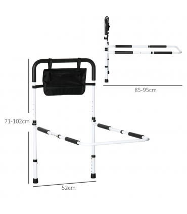 Adjustable Bed Assist Rail Grab Bar for Senior and Disabled White